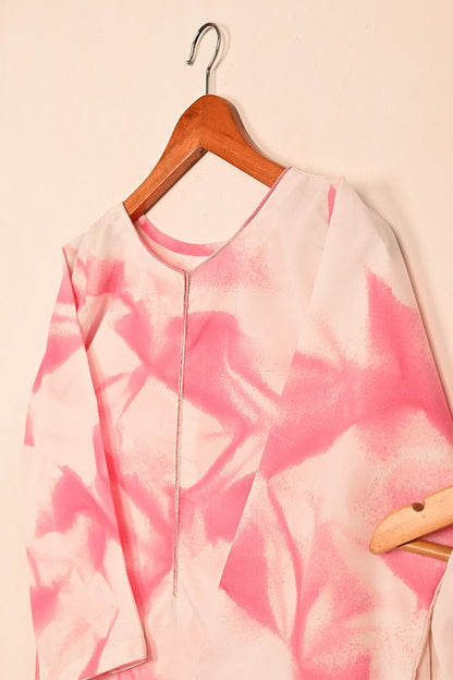 STP-206G-Pink - Women 2Pc Ready to Wear Spray Contoured Malai Fabric Co-Ord Set