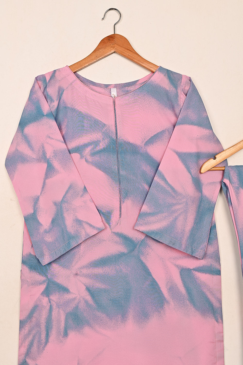 STP-206M-Pink - Women 2Pc Ready to Wear Spray Contoured Malai Fabric Co-Ord Set