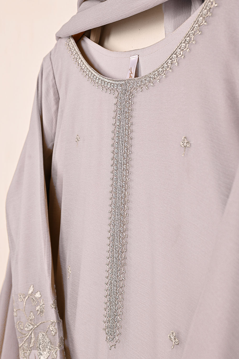 RTW-218-Light Purple -  3Pc Ready to Wear Embroidered Chiffon Dress