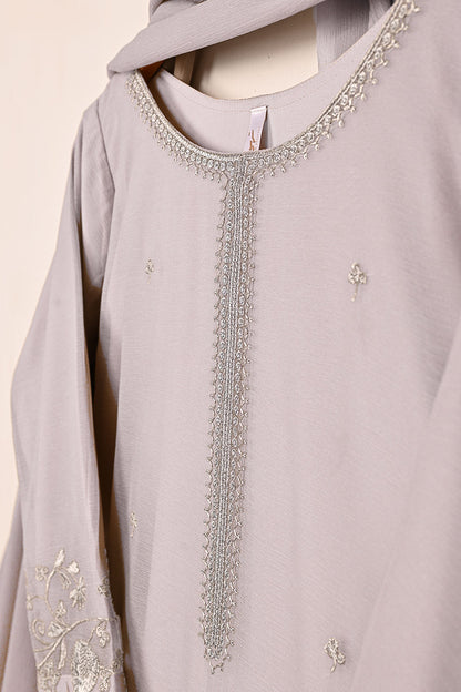RTW-218-Light Purple -  3Pc Ready to Wear Embroidered Chiffon Dress