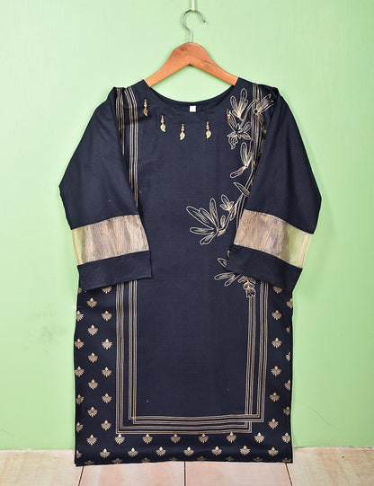 Cotton Printed Stitched Kurti - Heavenly Aura (TS-081B-NavyBlue)