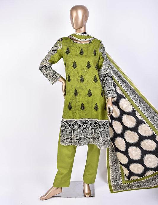 3 Pc Un-stitched Embroidered Lawn - Chaotic Depth (ATL-5A-Green)