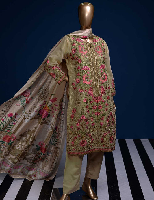 3 Pc Khaddi Lawn Unstitched Embroidered Dress (TP-08)