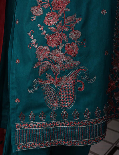 ECT-1A-Dark-Ferozi - Samsonite | Un-stitched Cotton Embroidered Lawn