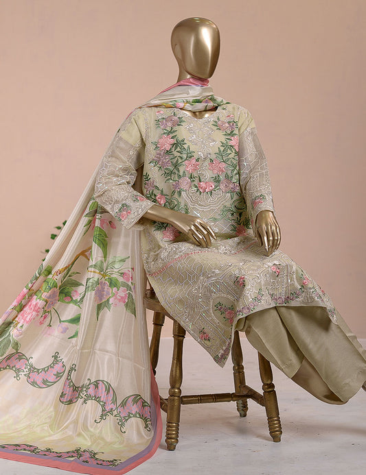 3 Pc Khaddi Lawn Unstitched Embroidered Dress (TP-15)