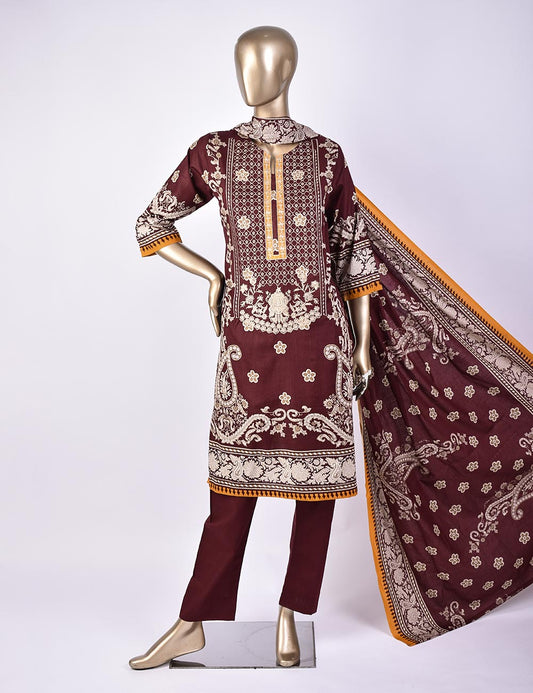 3 Pc Un-stitched Embroidered Lawn - Creative Chaos (ATL-1A-Maroon)