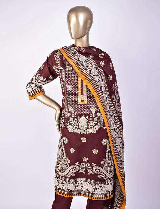 3 Pc Un-stitched Embroidered Lawn - Creative Chaos (ATL-1A-Maroon)
