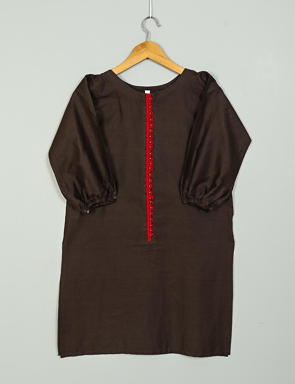 TS-194A-DarkBrown - Cotton Stitched Kurti