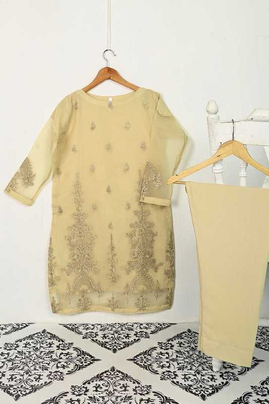 STP-080D-Skin - 2Pc Organza Embroidered With Malai Trouser