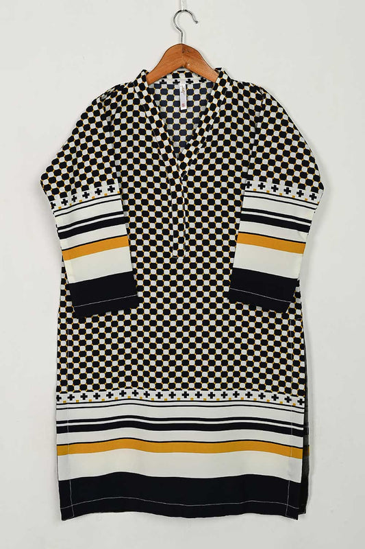 TS-233A-White - Digital Printed Georgette Crepe Kurti