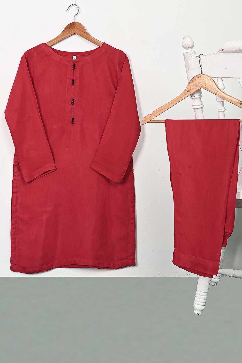 STP-107A-Red - 2PC COTTON SLUB STITCHED