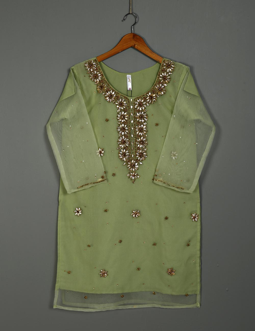 TS-166A-Pista - Organza Stitched Kurti