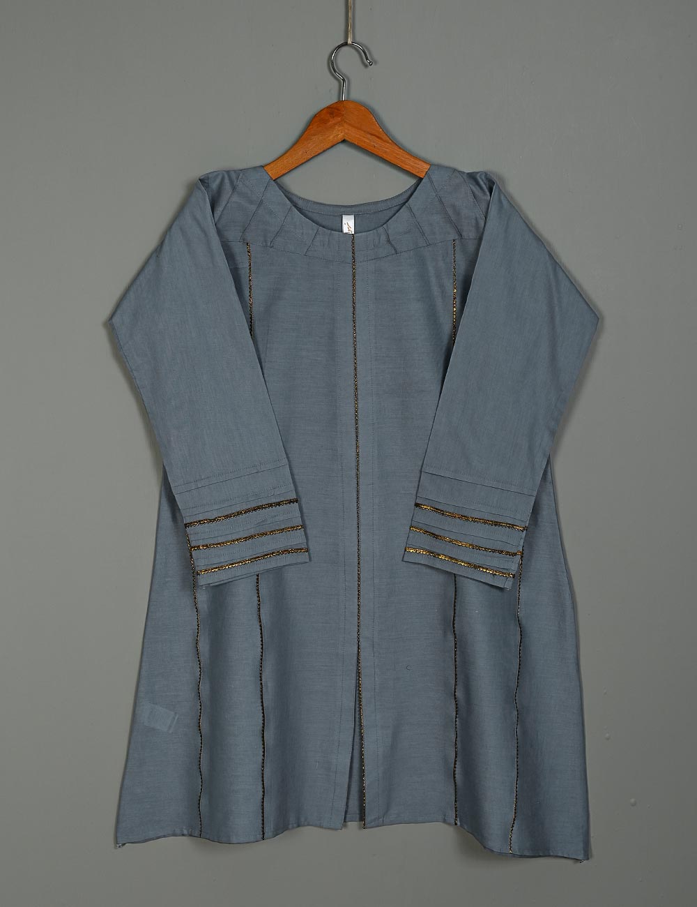 TS-177-Grey - Cotton Stitched Frock