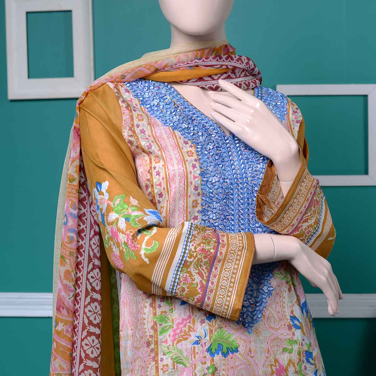 Un-stitched Embroidered Lawn (AY-1A) Floryn