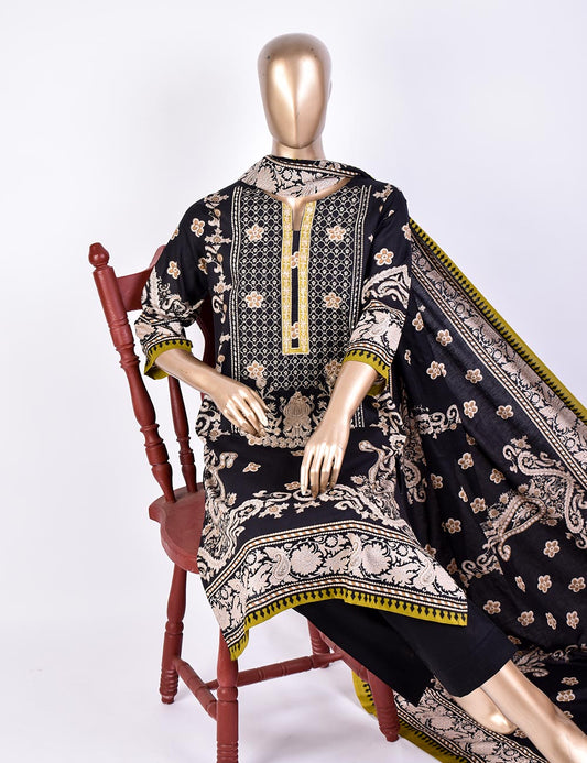 3 Pc Un-stitched Embroidered Lawn - Creative Chaos (ATL-1B-Black)