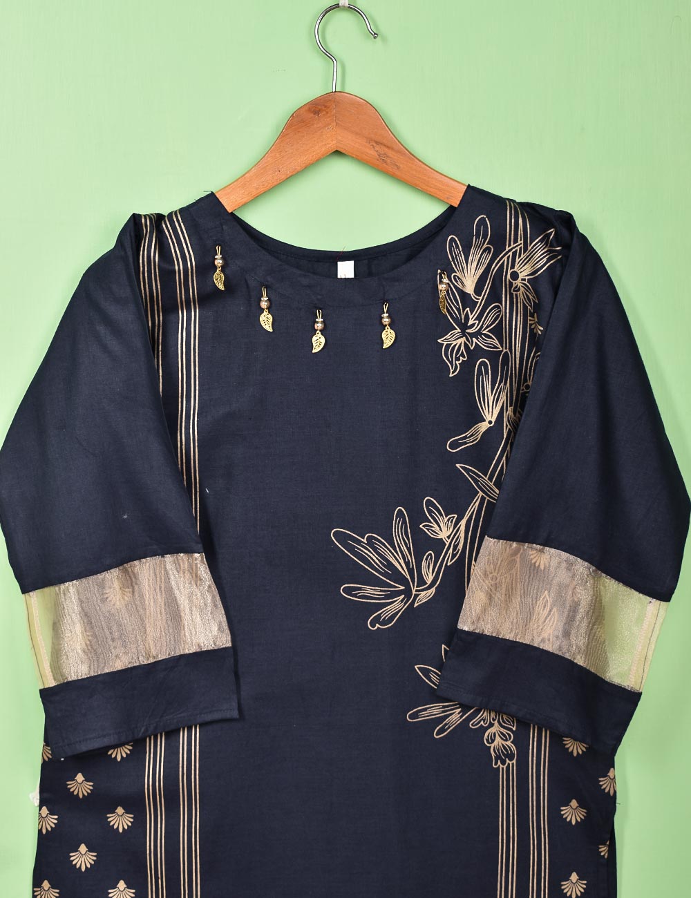 Cotton Printed Stitched Kurti - Heavenly Aura (TS-081B-NavyBlue)