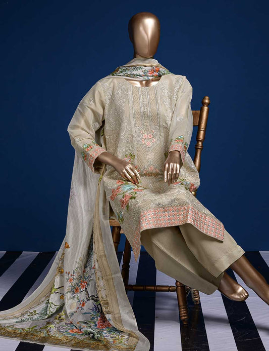 3 Pc Khaddi Lawn Unstitched Embroidered Dress (TP-12)