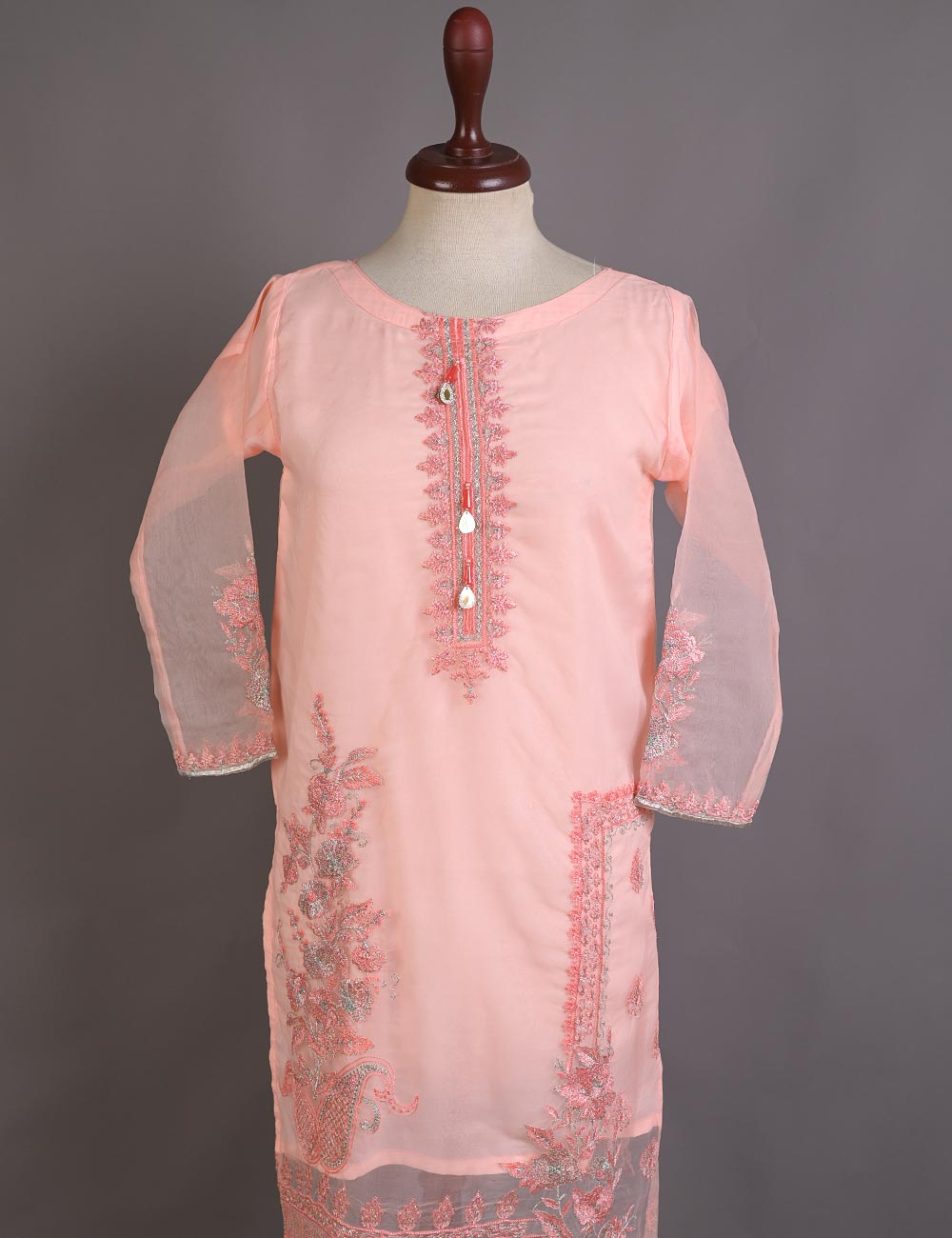 RTW-28-Pink -  3Pc Stitched Embroidered Organza