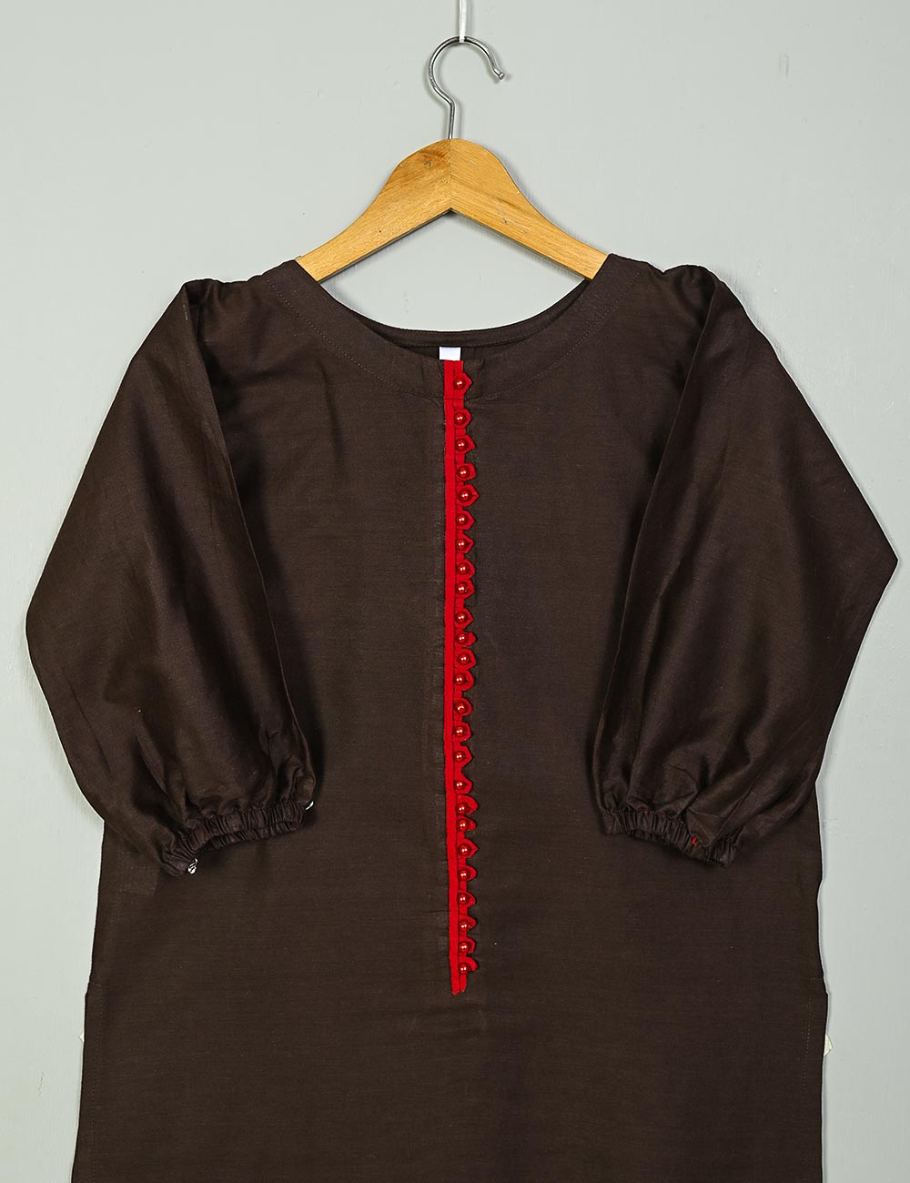 TS-194A-DarkBrown - Cotton Stitched Kurti