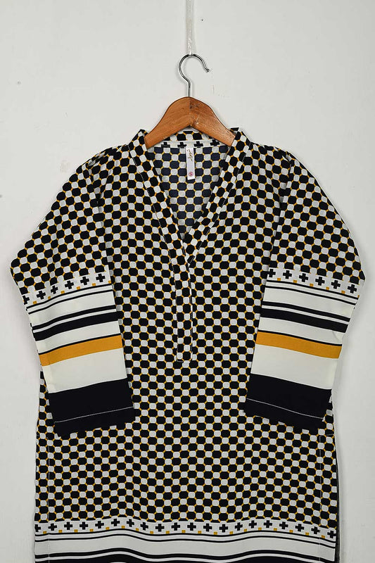 TS-233A-White - Digital Printed Georgette Crepe Kurti