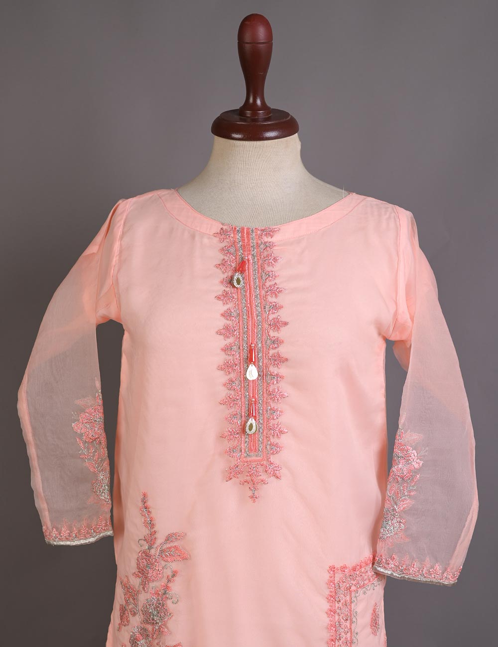 RTW-28-Pink -  3Pc Stitched Embroidered Organza