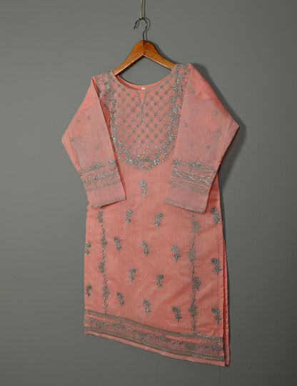 TS-159-Pink - Paper Cotton Embroidered Kurti