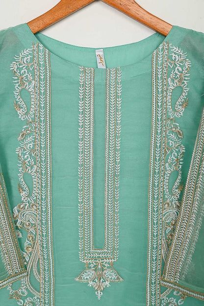 STP-125A-SeaGreen - 2Pc Organza With Malai Trouser