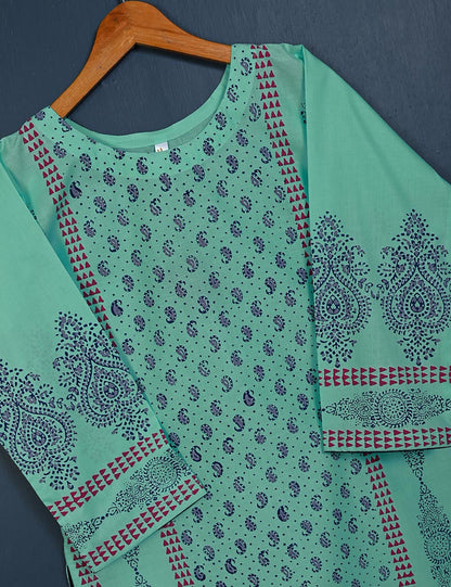 TS-156A-AquaGreen - Cotton Block Printed Stitched