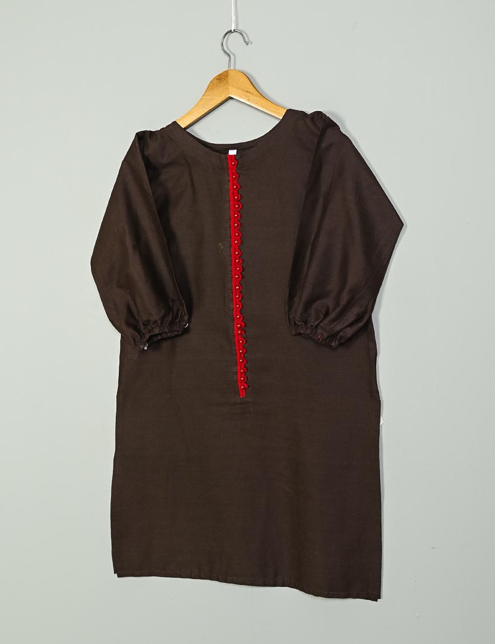 TS-194A-DarkBrown - Cotton Stitched Kurti