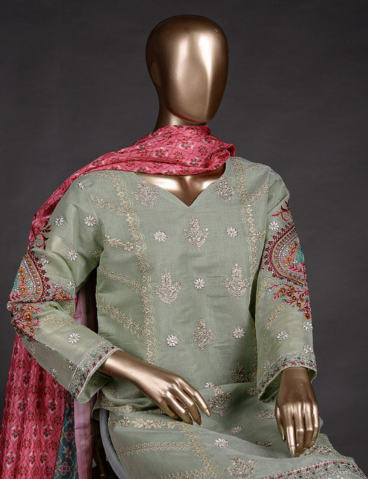 3 Pc Khaddi Lawn Unstitched Embroidered Dress (TP-21)