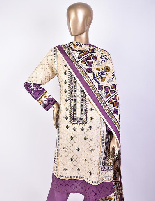 3 Pc Un-stitched Embroidered Lawn - Eternal Ethnic (ATL-4A-Skin Purple)