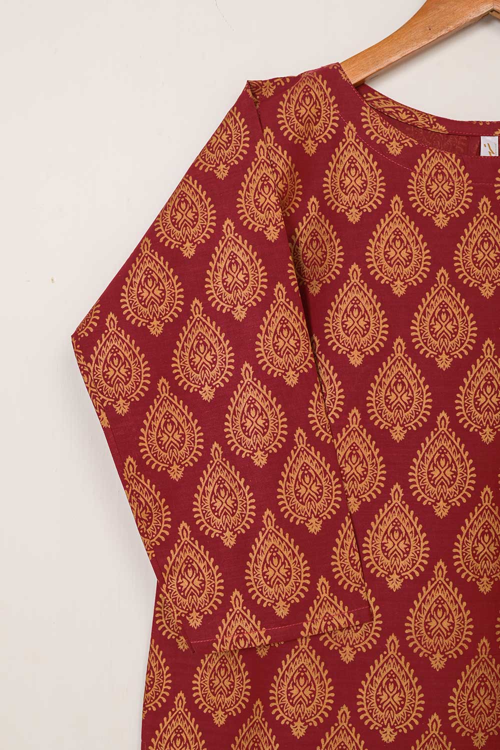 STP-054A-Maroon - 2PC COTTON PRINTED STITCHED