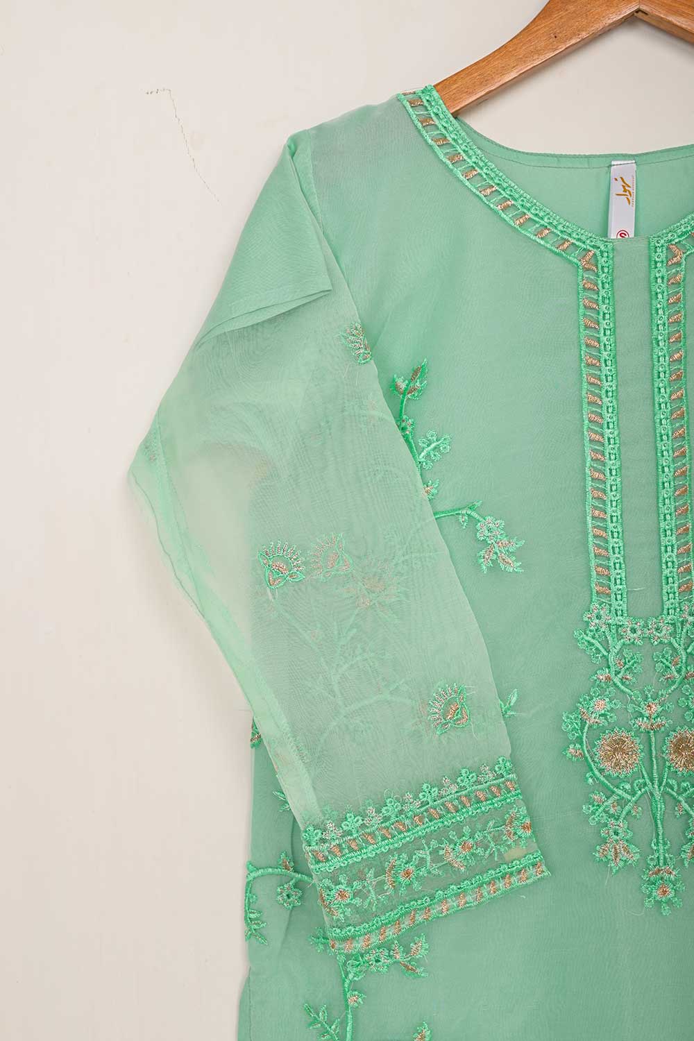 STP-043A-SeaGreen - 2Pc Organza Embroidered With Malai Trouser