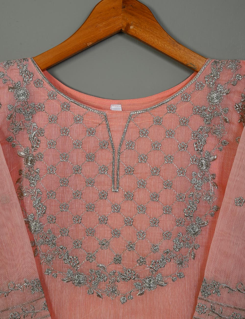 TS-159-Pink - Paper Cotton Embroidered Kurti