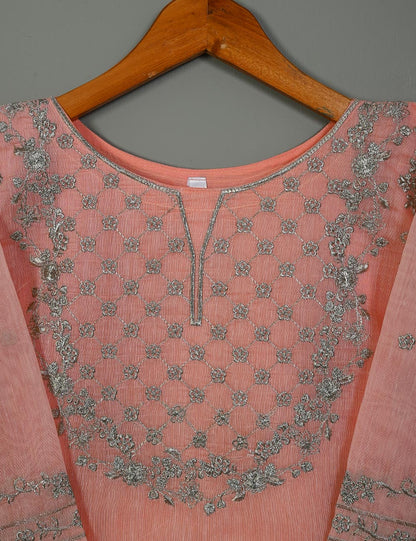 TS-159-Pink - Paper Cotton Embroidered Kurti