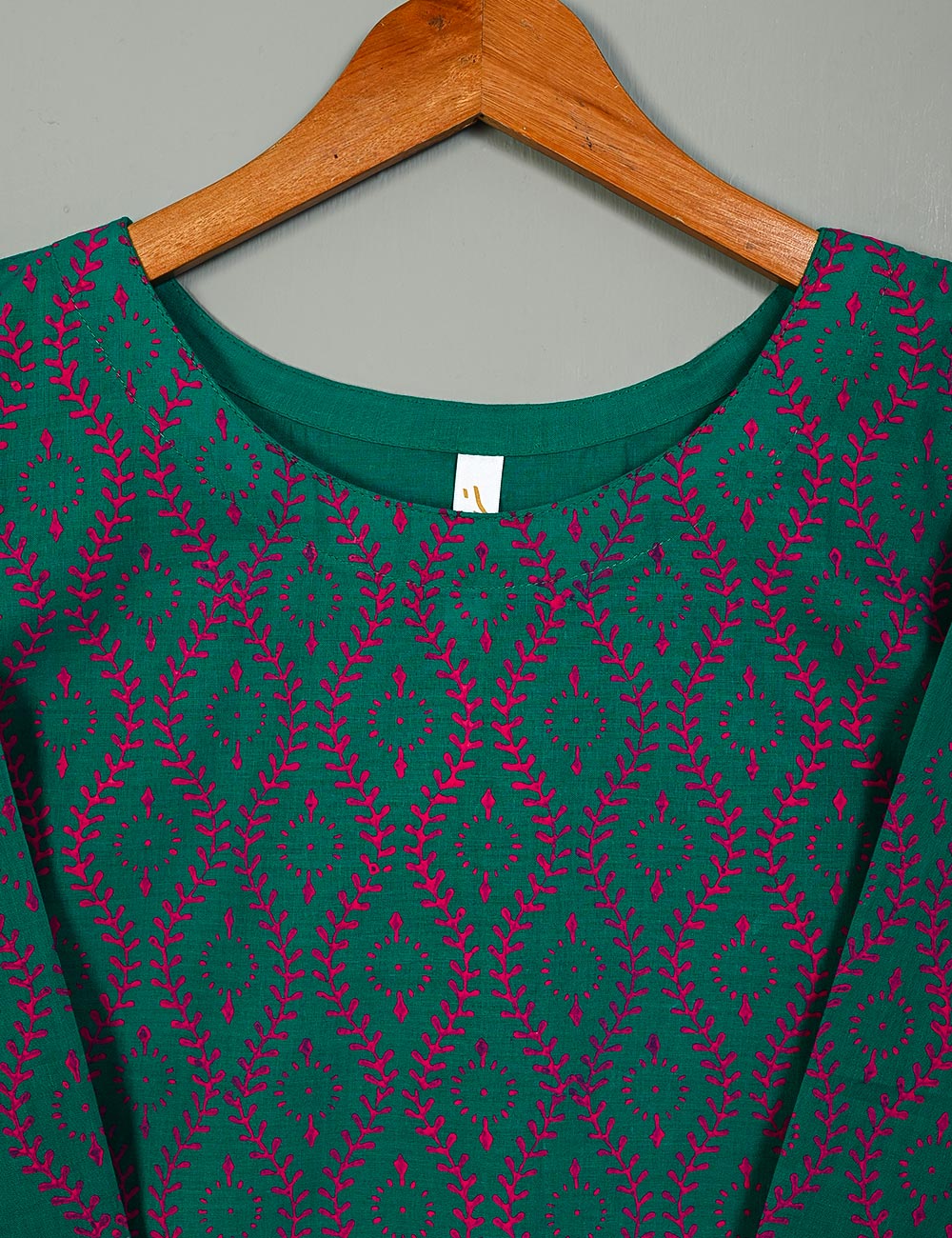 TS-119B-Green - Cotton Block Printed Stitched