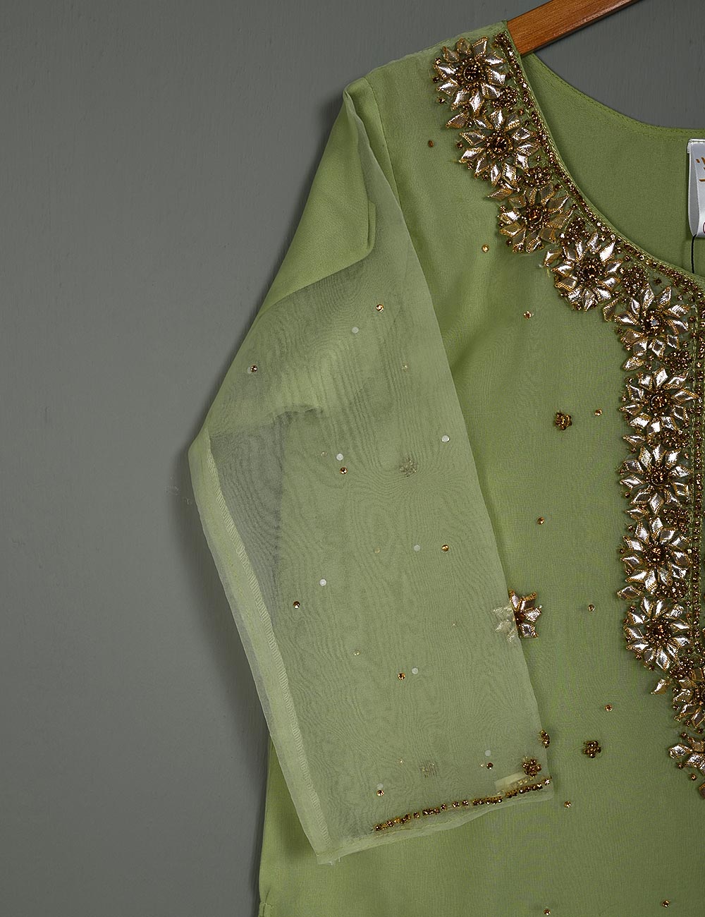 TS-166A-Pista - Organza Stitched Kurti