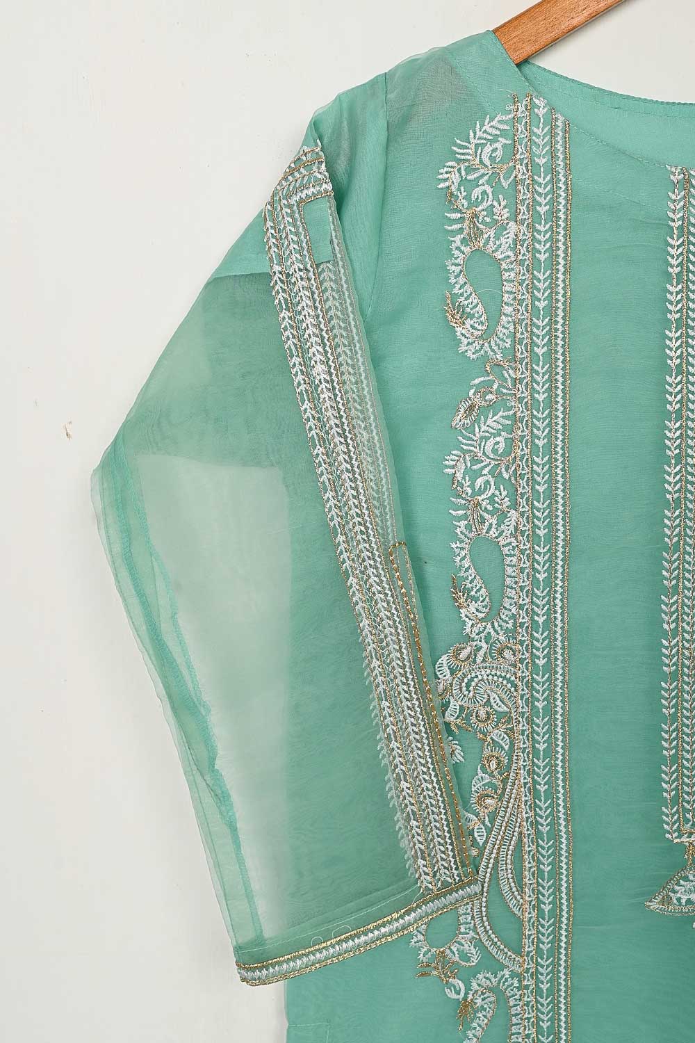 STP-125A-SeaGreen - 2Pc Organza With Malai Trouser