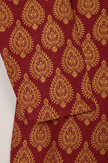 STP-054A-Maroon - 2PC COTTON PRINTED STITCHED