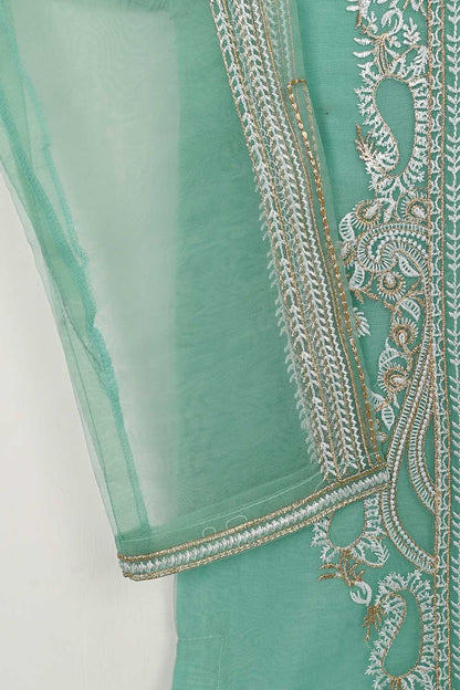 STP-125A-SeaGreen - 2Pc Organza With Malai Trouser