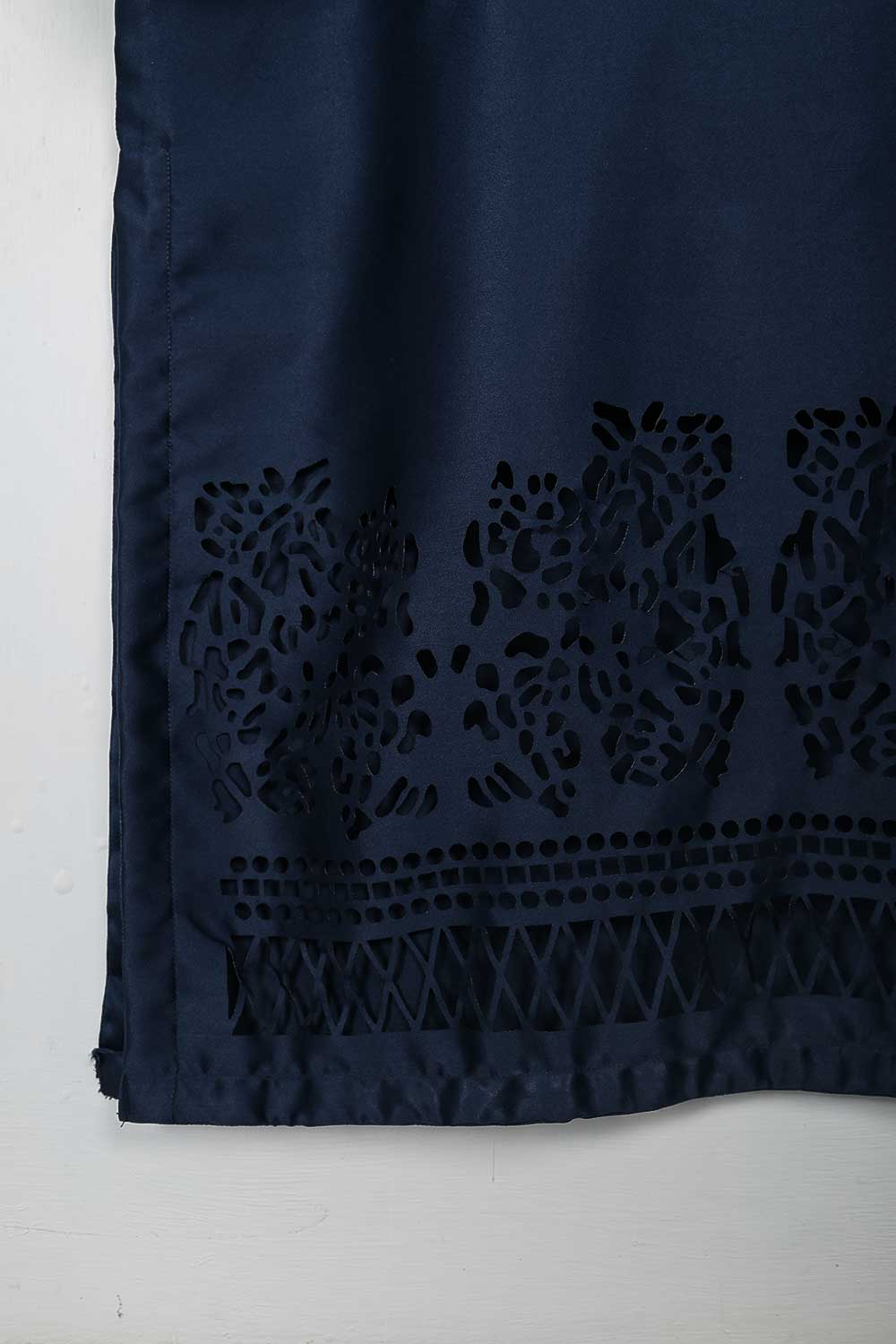 STP-074D-NavyBlue - 2Pc Silk Laser Cutwork With Silk Trouser