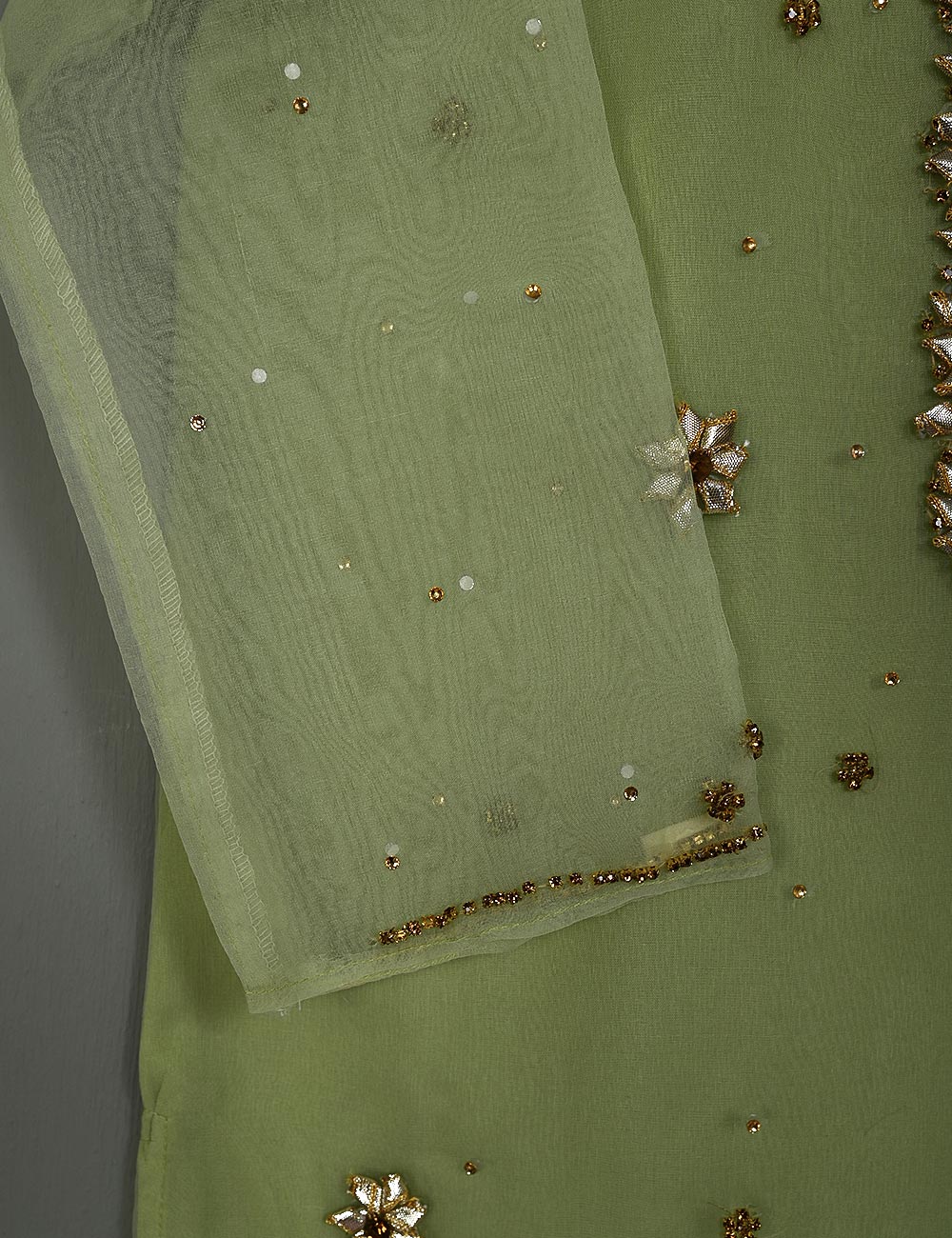 TS-166A-Pista - Organza Stitched Kurti