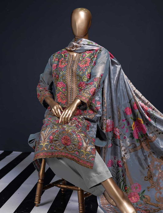 3 Pc Khaddi Lawn Unstitched Embroidered Dress (TP-09)