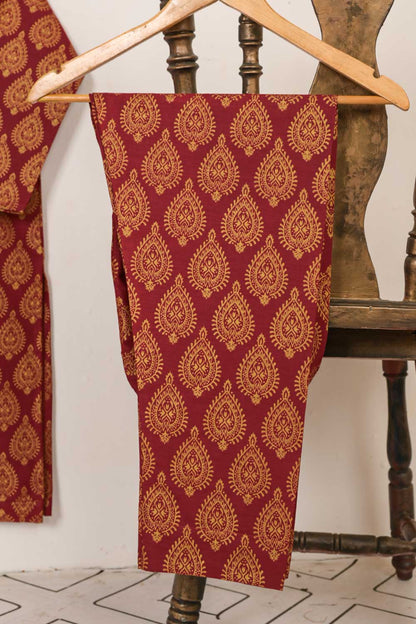 STP-054A-Maroon - 2PC COTTON PRINTED STITCHED