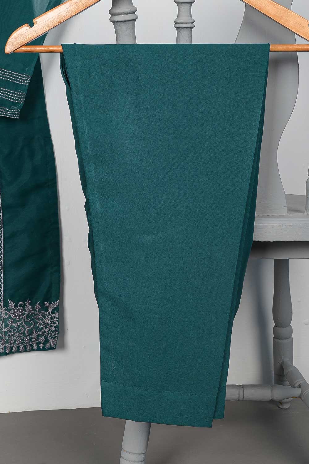 STP-078A-Turquoise - 2Pc Organza Embroidered With Malai Trouser