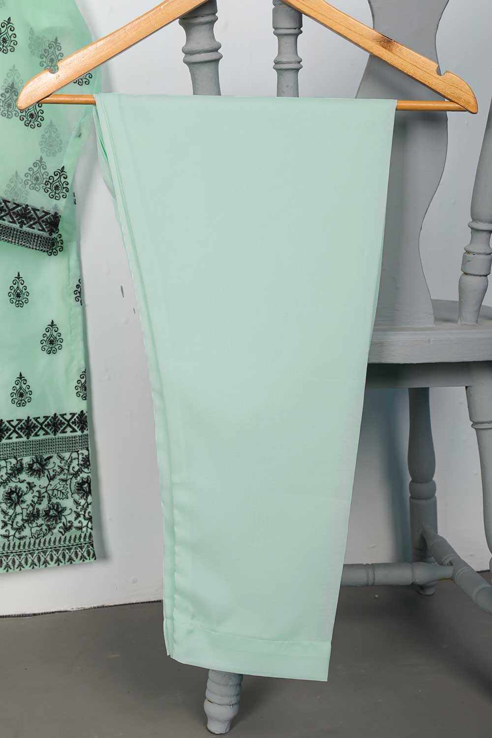 STP-073B-AquaGreen - 2Pc Organza Embroidered With Malai Trouser