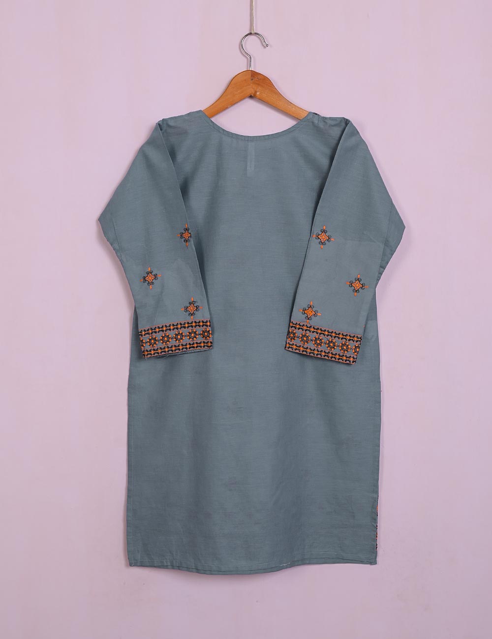 TS-110B-Grey - Cotton Embroidered Stitched Kurti