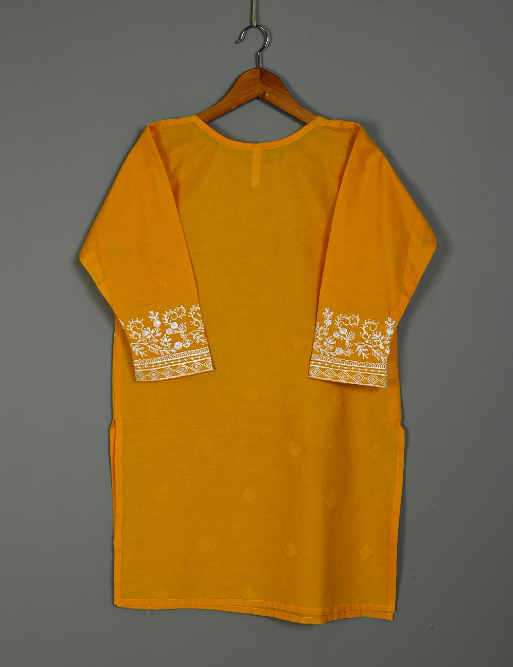 TS-180-Yellow - Cotton Embroidered Kurti