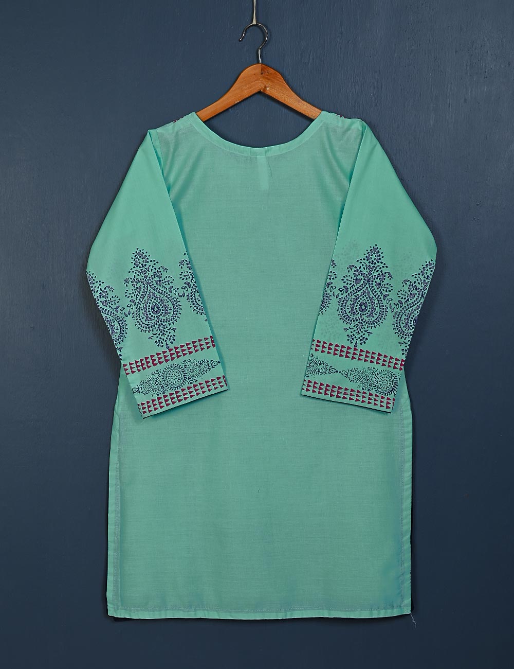 TS-156A-AquaGreen - Cotton Block Printed Stitched