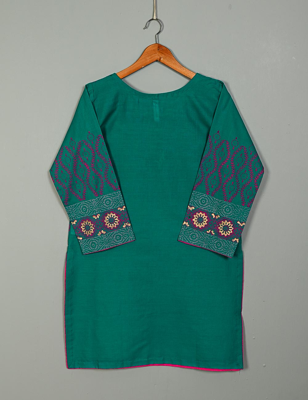 TS-119B-Green - Cotton Block Printed Stitched